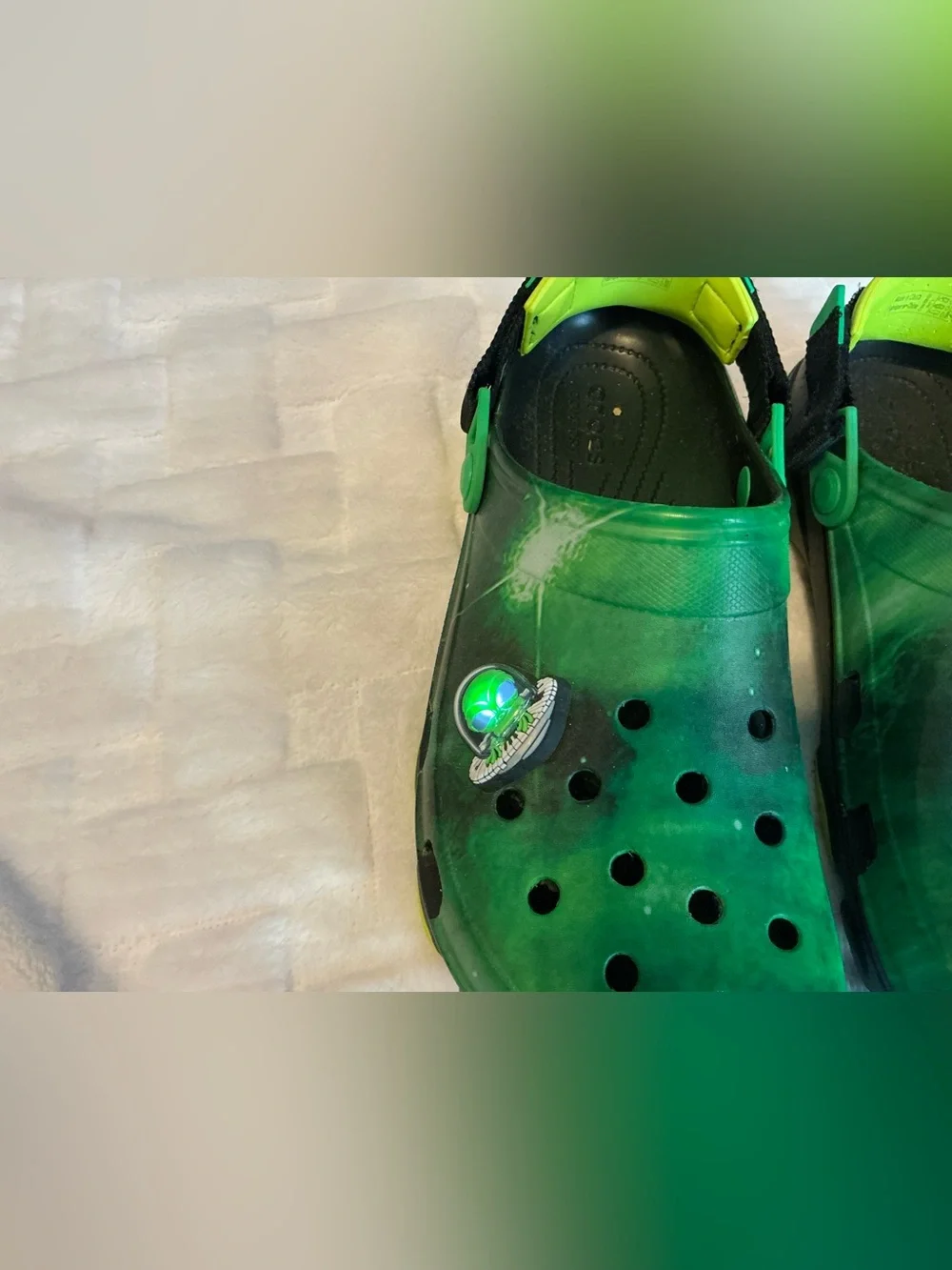 CROCS All-Terrain Men’s Green Alien 👽 Tie-Dye W/Heel Strap & UFO Jibbitz - 11
